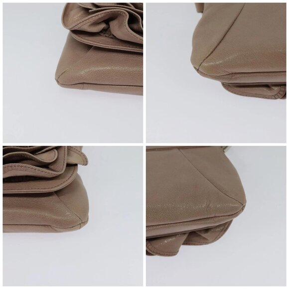 SAINT LAURENT Accessory Pouch Leather Beige Silver Auth - Picture 16 of 16